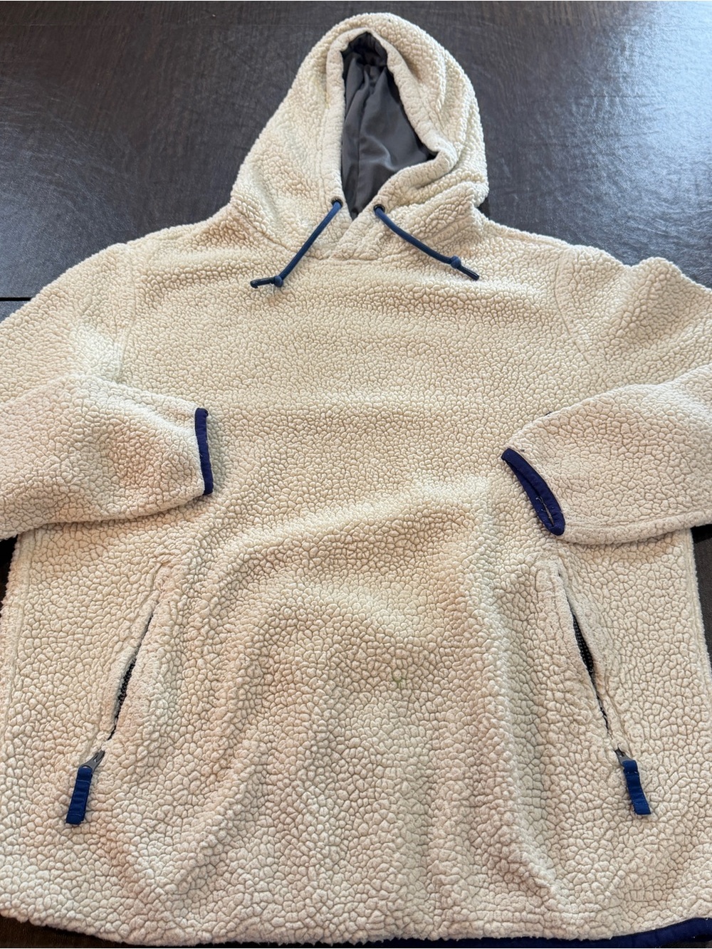 Chubbies Men's Cream Sherpa Fleece Hooded Pullover Sz M